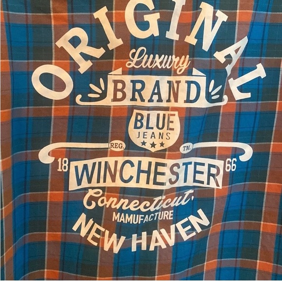 Winchester Shirt Jacket Mens Large Blue Denim Orange Plaid Acid Wash
Western - Picture 2 of 7